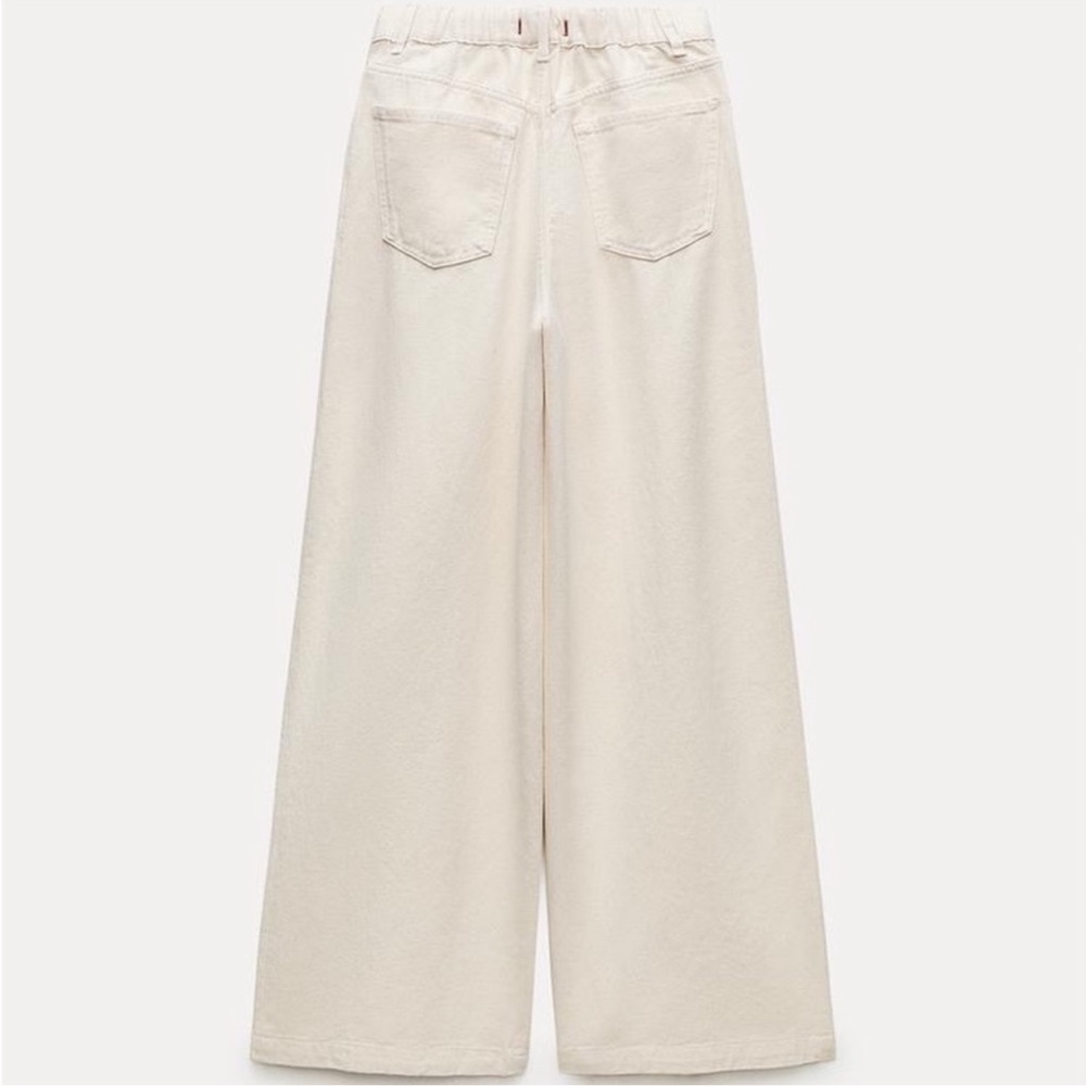 Women's Cream Wide-Leg Pants - Picture 6 of 6